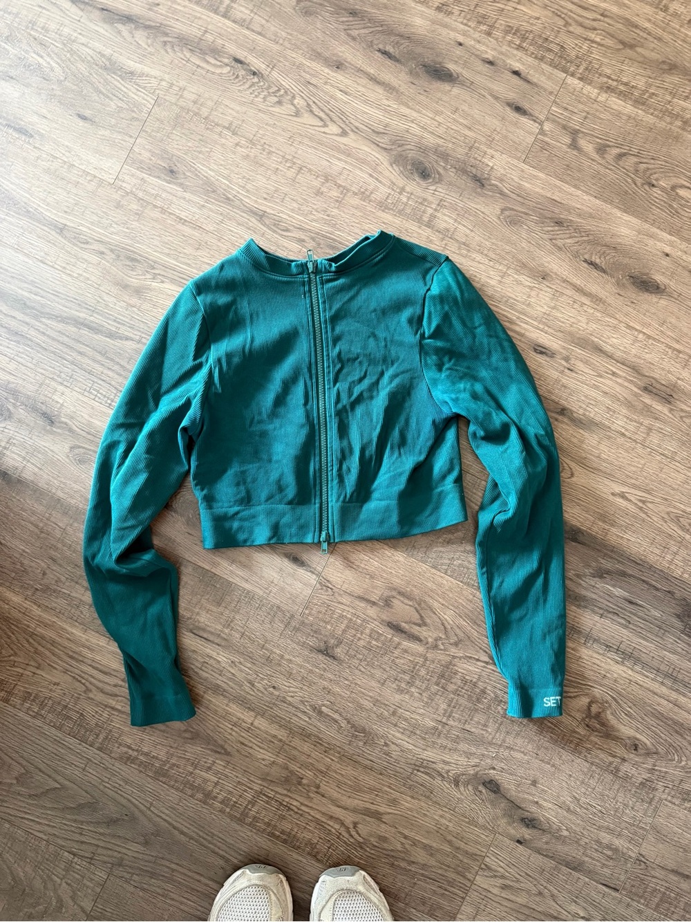 Set ActiveGreen Cropped Zip-Up Long Sleeve Top